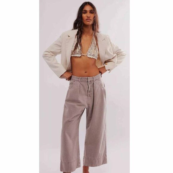 Free People Sweet Talk Chino Trousers Pants Mid-Rise Wide Leg Classic XS 278166